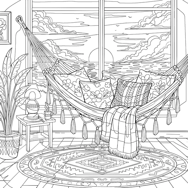 Cozy Indoor Hammock Scene