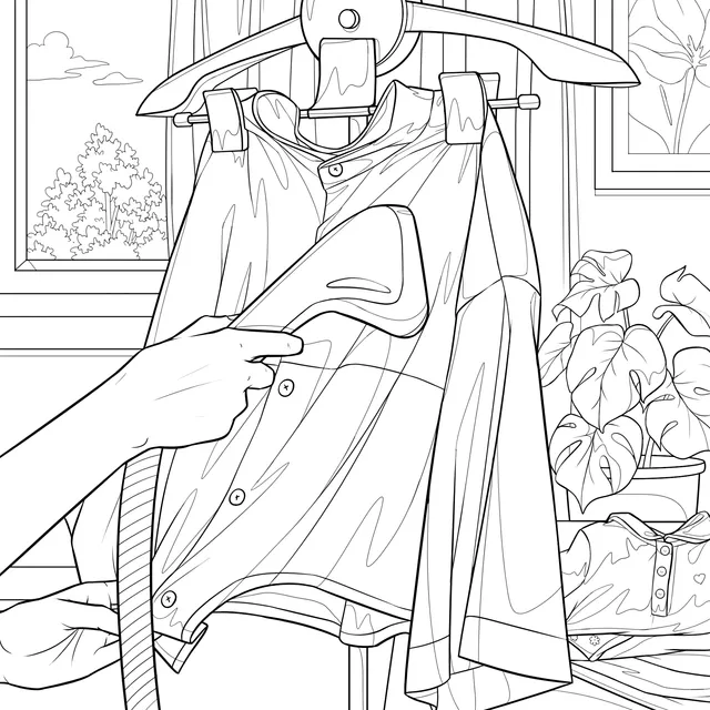 Scene of Ironing Clothes