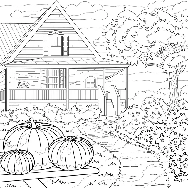 Beautiful Autumn Cottage Scene