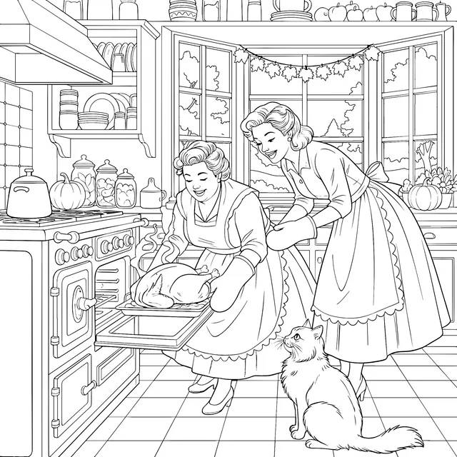 Autumn Kitchen Cooking Scene