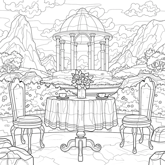 Romantic Outdoor Tea - break Scene