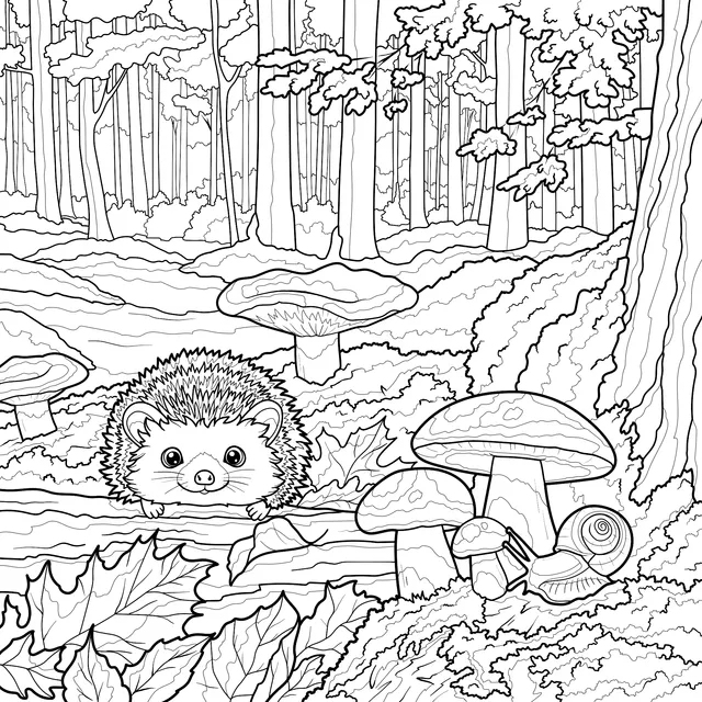 Little Hedgehog in the Autumn Forest