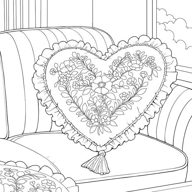 Heart - shaped Floral Pillow