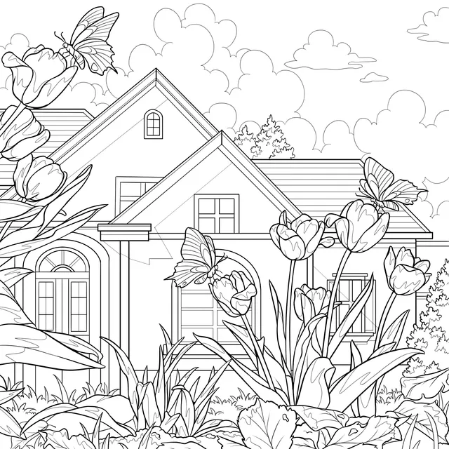 Beautiful Spring Courtyard Scene