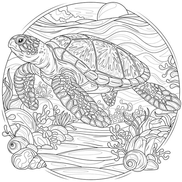 Underwater Sea Turtle Image