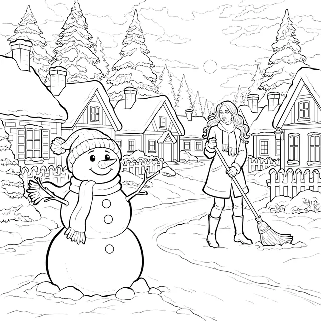 Snow - sweeping Scene in Winter