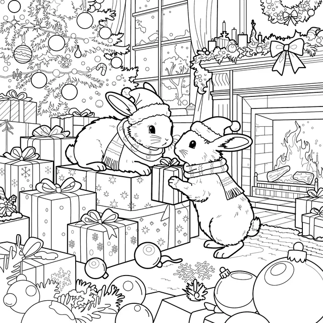 Rabbits in a Christmas Atmosphere