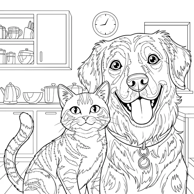 Warm Picture of a Cat and a Dog Together