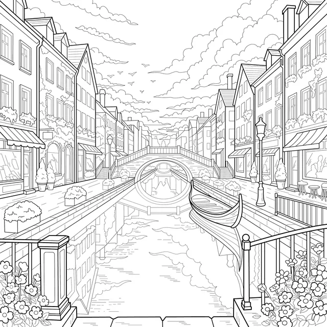 Dreamy Riverside Town