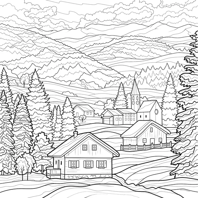 Winter Village Landscape