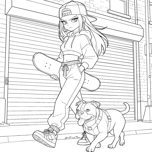 Street - style Girl and Adorable Dog