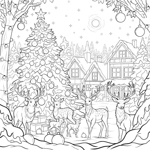 Joyful Scene of Christmas Deer