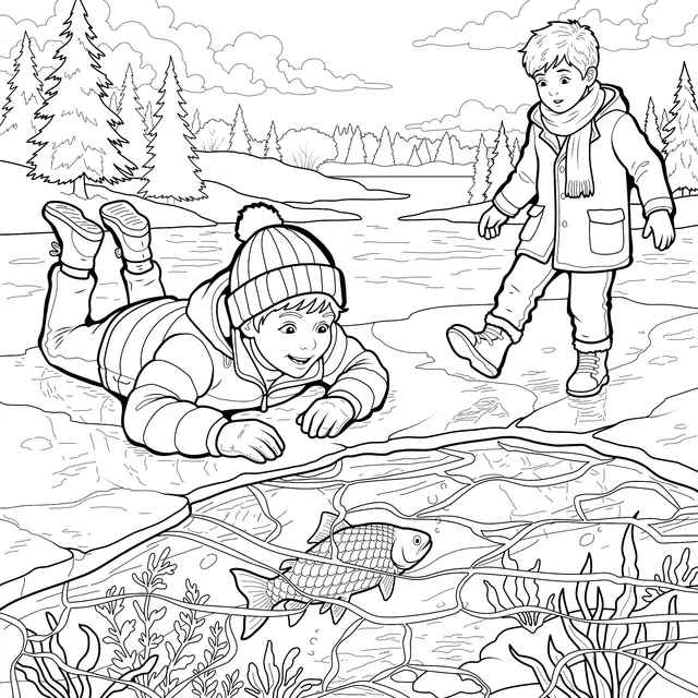 Fun Winter Scene on Ice