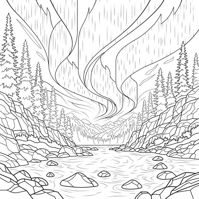 Dreamy Aurora - Forest and Mountains