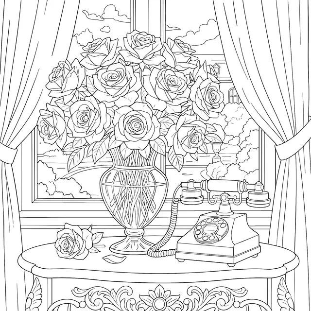 Still - life of Vase and Telephone by the Window