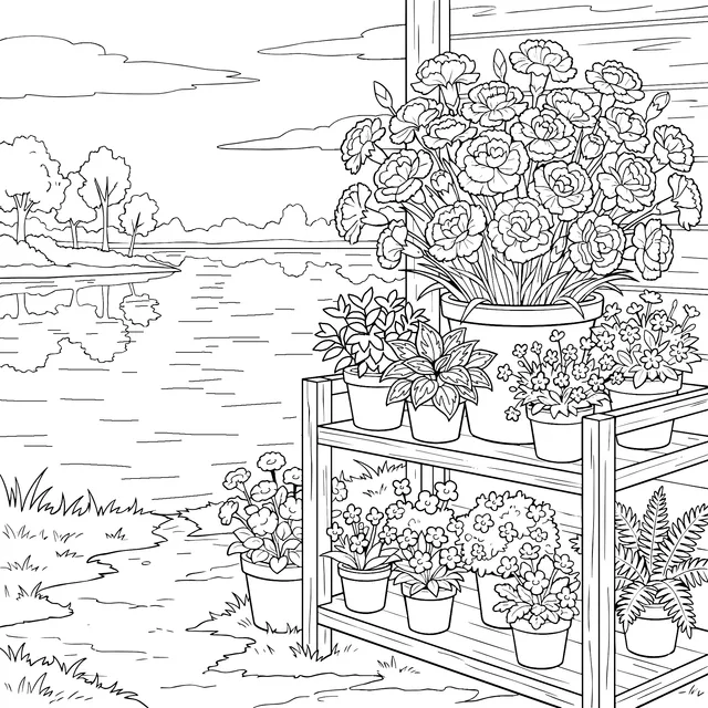 Beautiful View of Flower - rack by the Lake