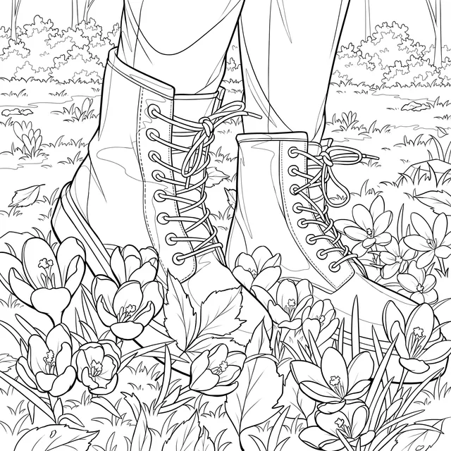 Boots in a Flower Bed
