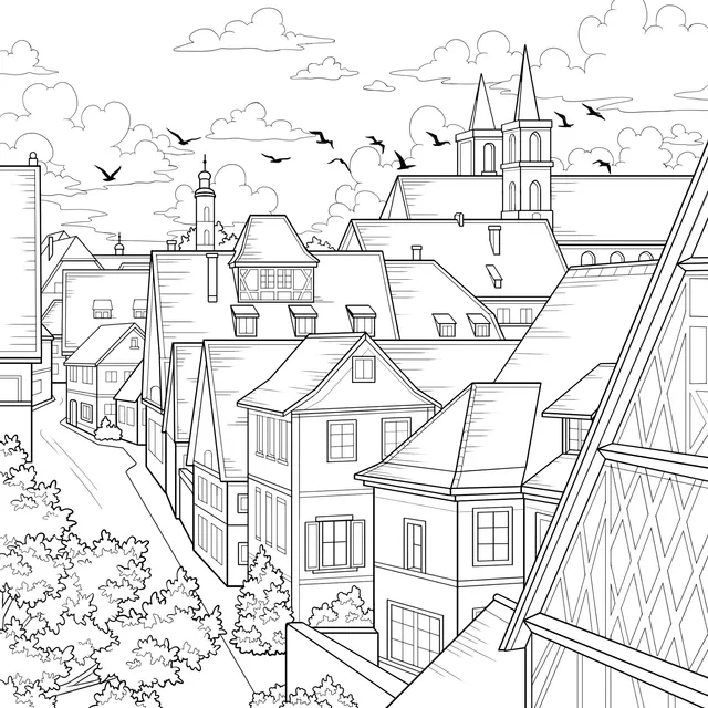 Colorful European - style Town Landscape