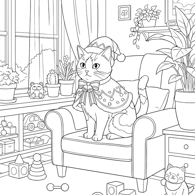 Cat in Christmas Attire