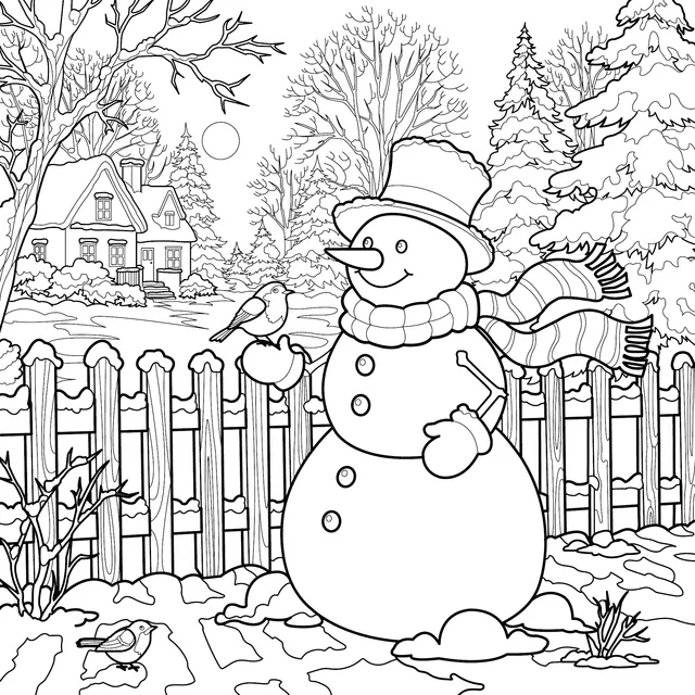 Beautiful Winter Snowman Scene