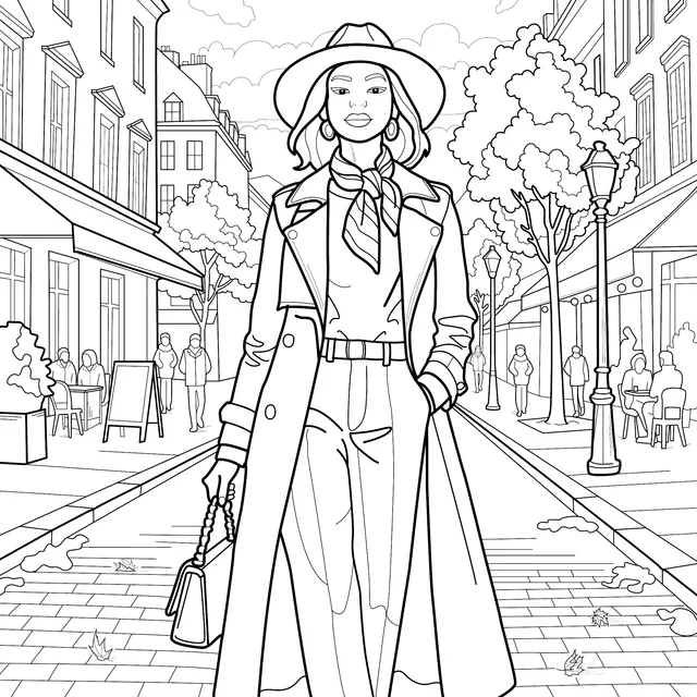 Fashionable Woman on an Autumn Street