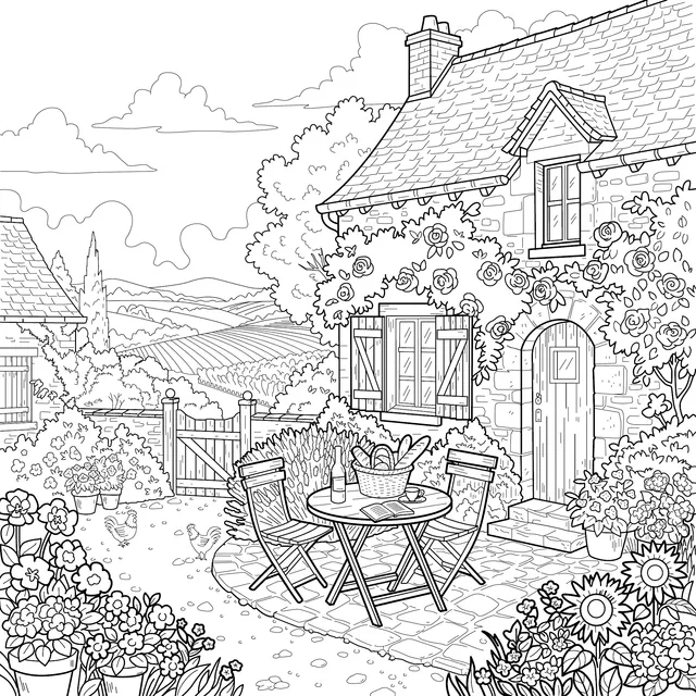 Idyllic Courtyard Scene