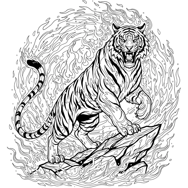Tiger in Flames