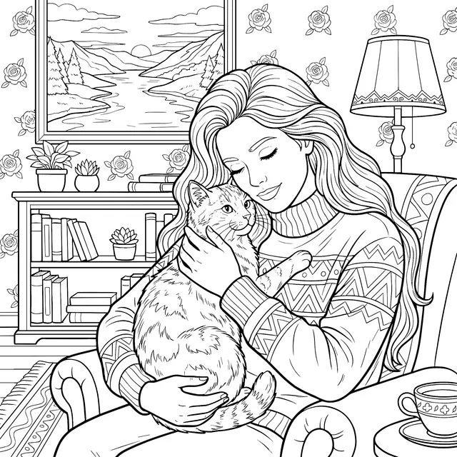 A Cozy Moment between a Person and a Cat