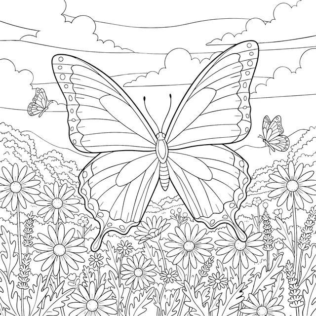 Butterflies Dancing in Flower Field