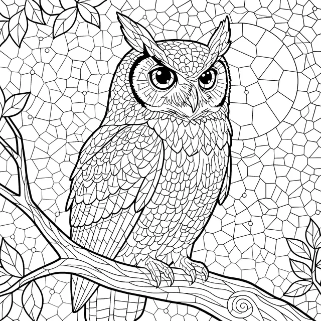 Owl in the Moon - lit Night