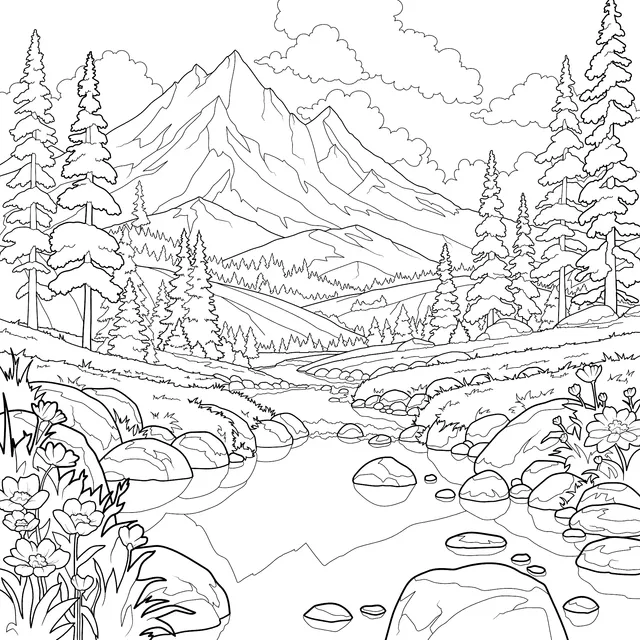 Beautiful Mountain Stream Scene