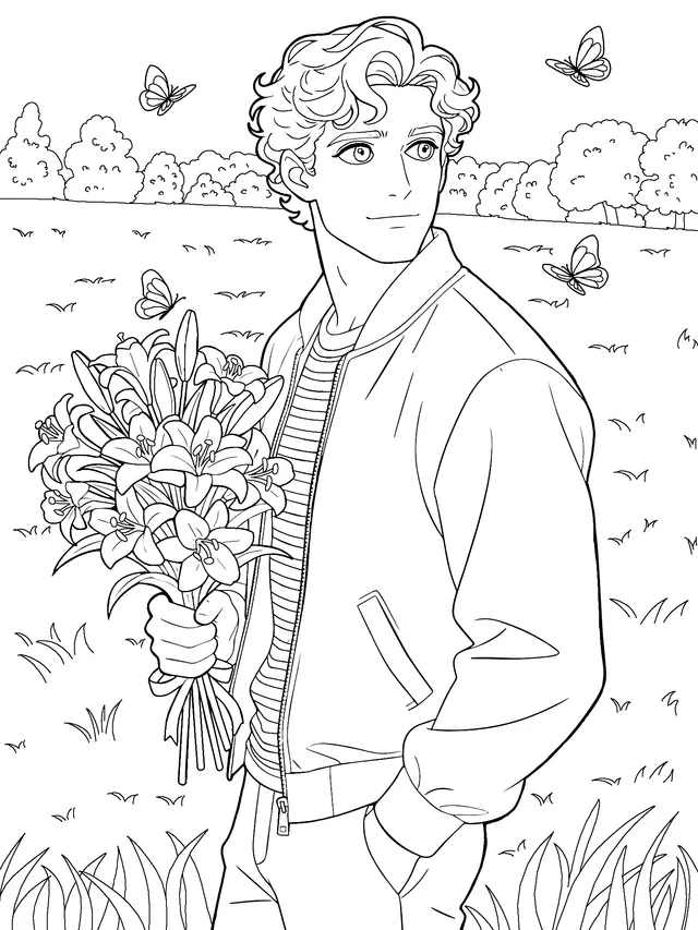 Man Holding a Bouquet