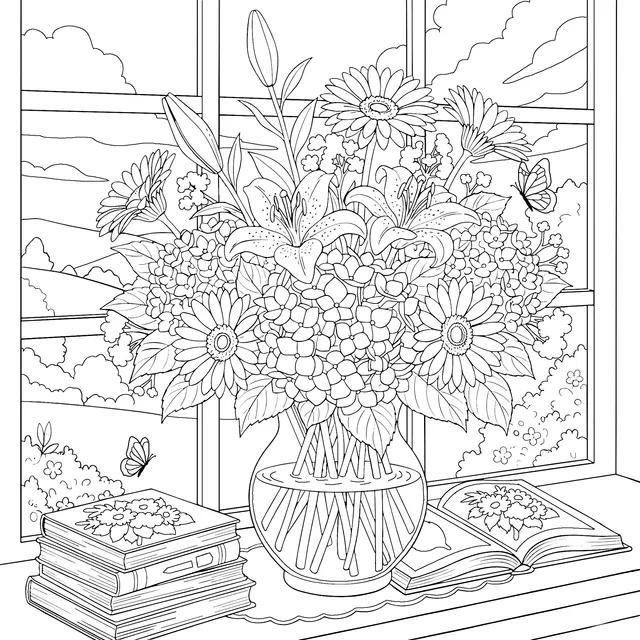 Flower Scene by the Window