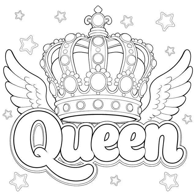 Winged Crown and the Word 'Queen'