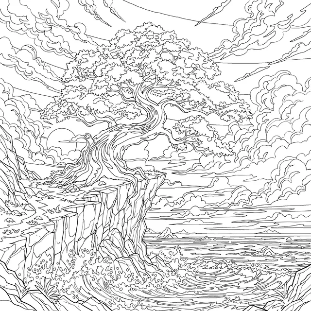 Solitary Tree on the Cliff