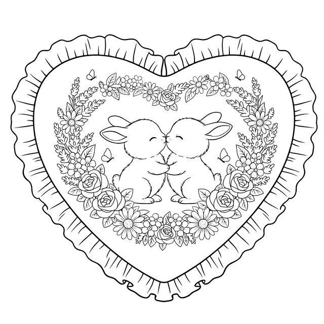 Love - heart and Adorable Rabbits