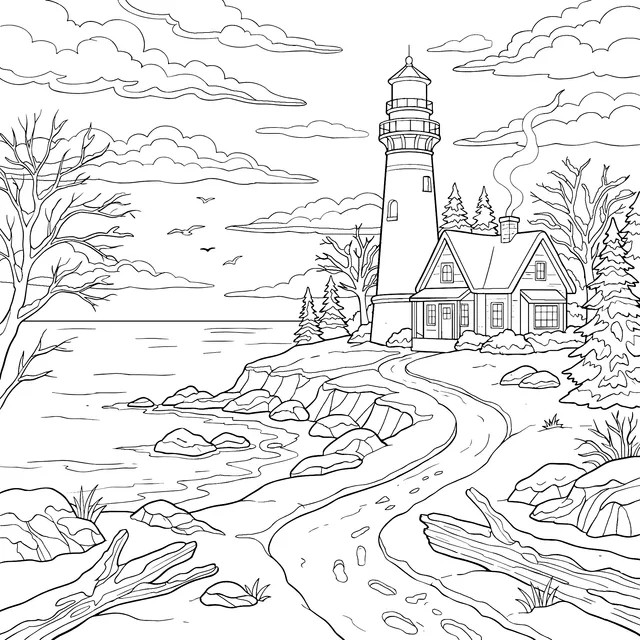 Winter Lighthouse Beauty