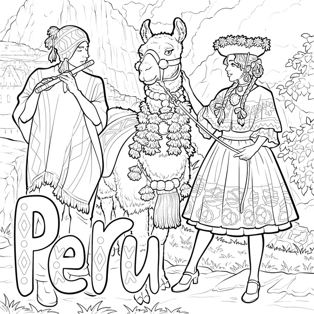 Peruvian - style Characters and Alpaca