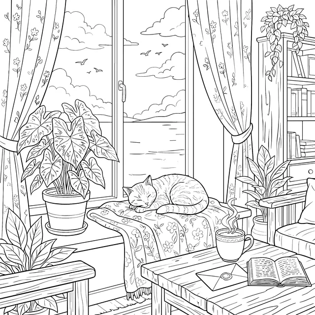 Cat Resting by the Window