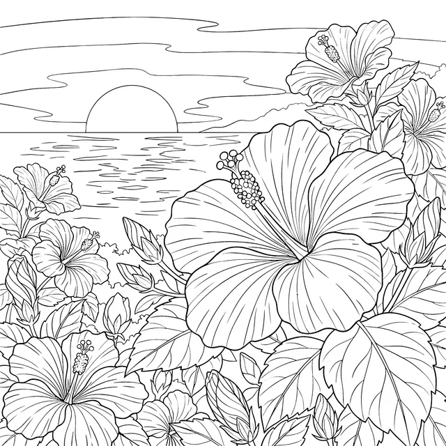 Hibiscus Flowers by the Seaside