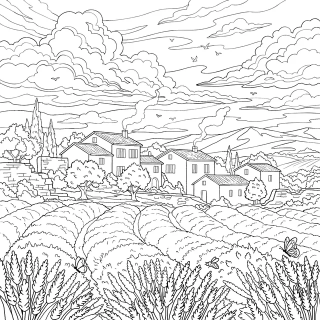 Dreamy Lavender Rural Scenery