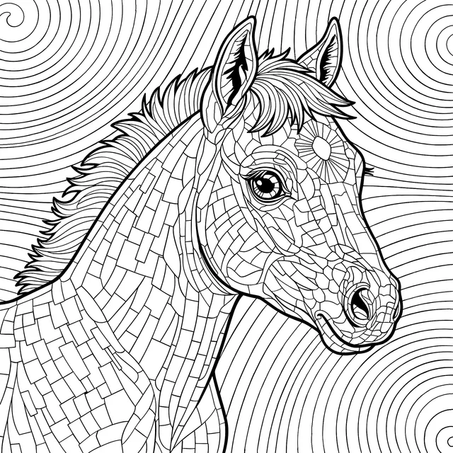 Mosaic - style Horse Head