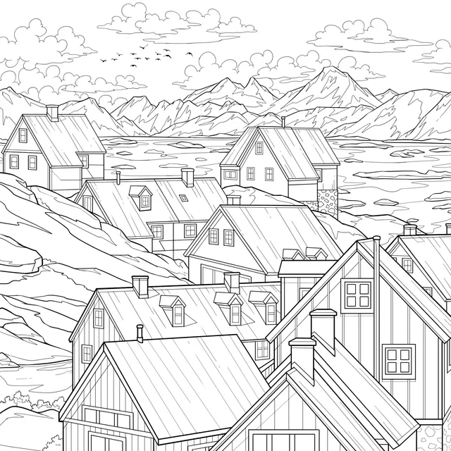 Colorful Coastal Town Scenery