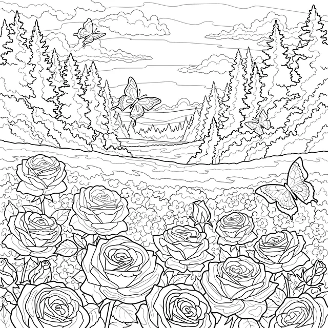 Romantic Rose Garden Landscape