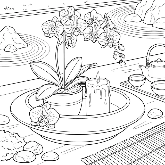 Serene Orchid Zen - like Scene
