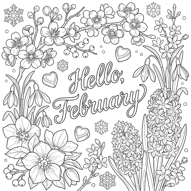 February Flower Illustration