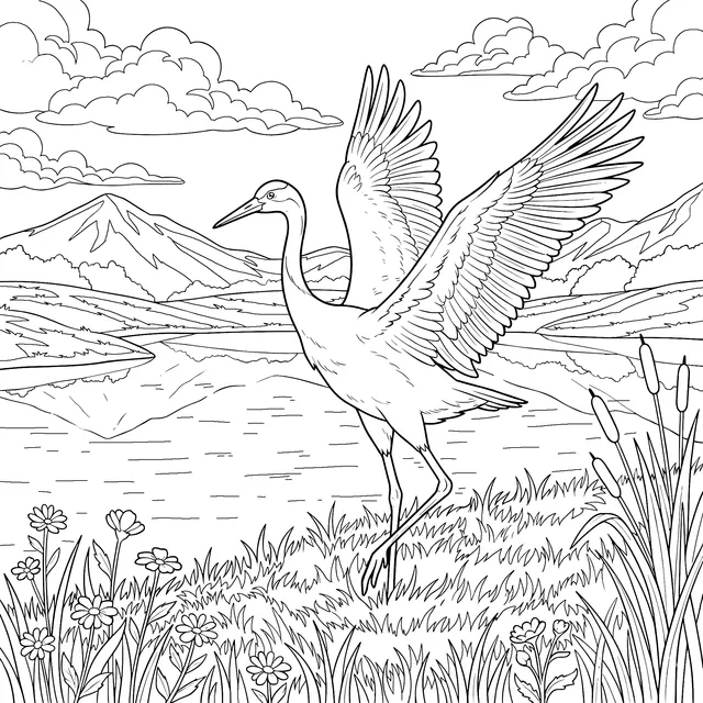 Spreading - winged Crane