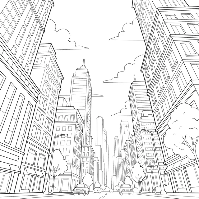 Busy City Street Scene