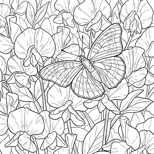 Colorful Butterfly and Blooming Flowers