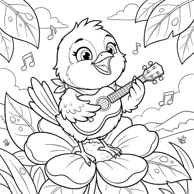 A Little Bird Playing the Ukulele